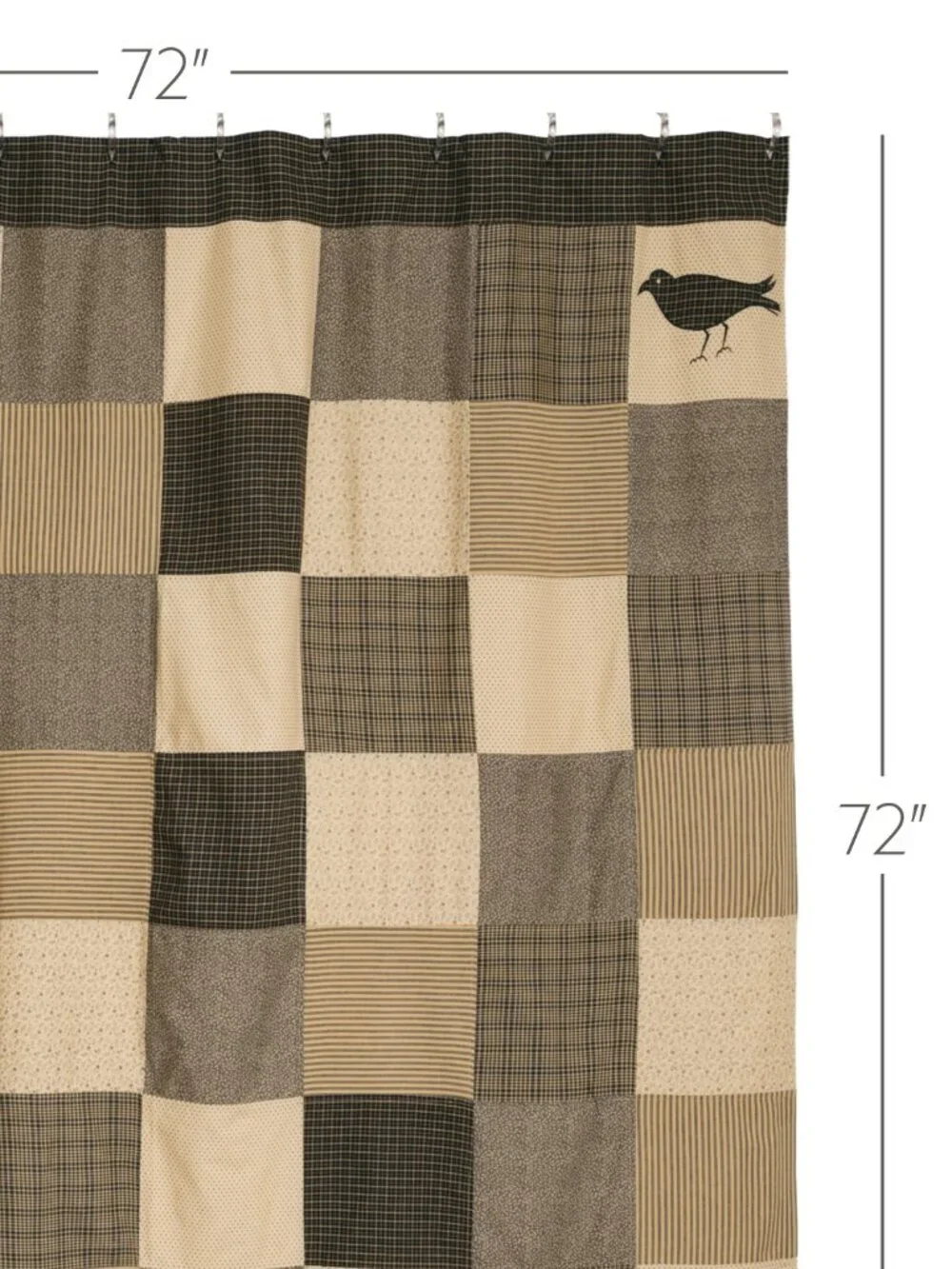 Primitive star and crow patchwork shower curtain 72